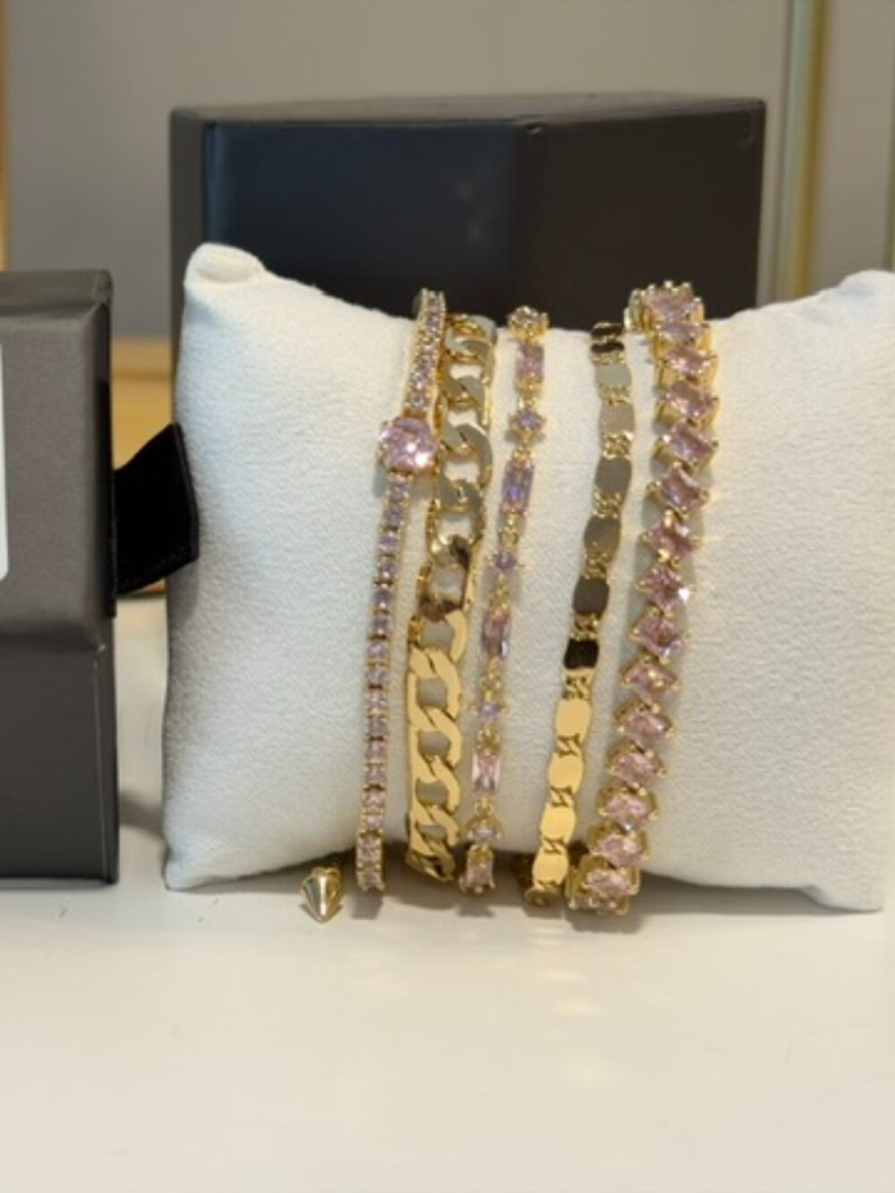 Bomb Party Luxe Layers Bracelet "Fifth Times A Charm" Rose Quartz Gold RBP8087